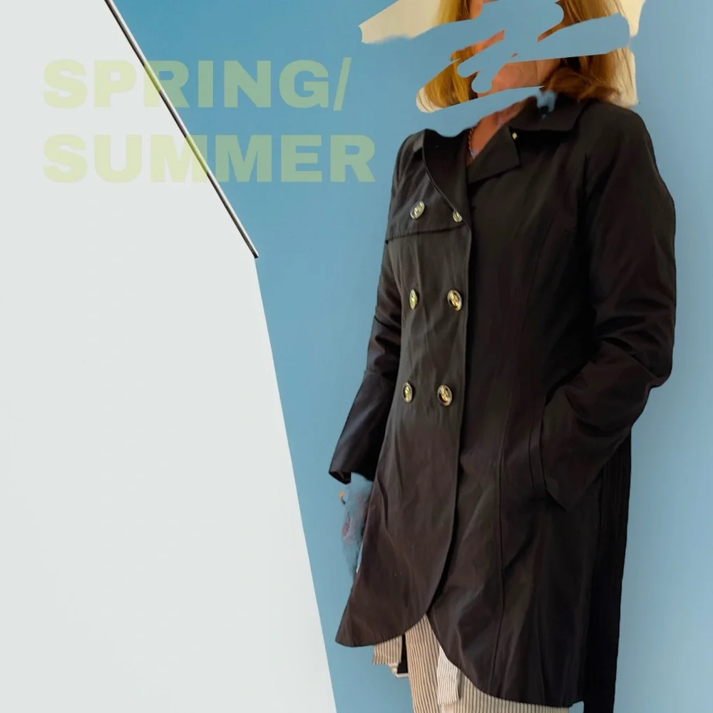 Luxurious Black Trench Coat by CeCe - Picture 7 of 16